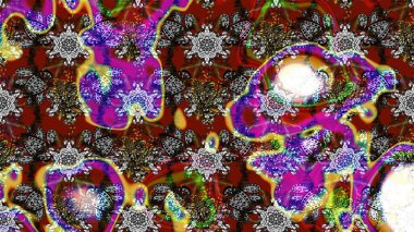 Çiçek desenli çizim. Raster illüstrasyonu. Gri renkli Asya tekstili.