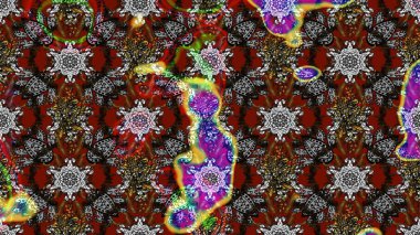 Çiçek desenli çizim. Raster illüstrasyonu. Asya tekstil tarzında. Gri renkli çiçekler. Raster illüstrasyonu.