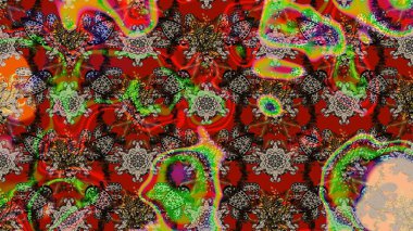 Çiçekli karalama şeklinde Raster çiçek deseni. Nazikçe, güzel çiçek arkaplanı. Kırmızı renkte çiçekler.