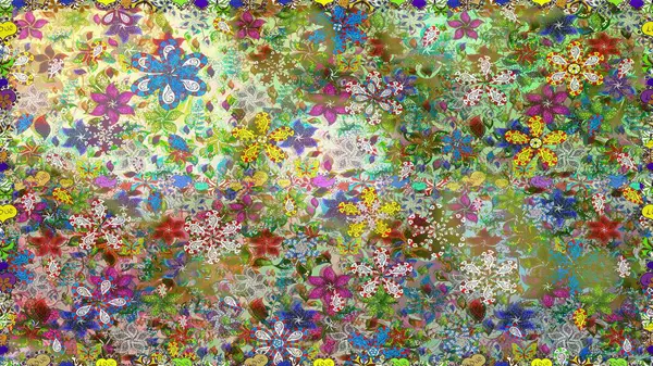 Yeşil renkte çiçeklerle süslenmiş kusursuz çiçek deseni. Suluboya tarzında yeşil renkte çiçekler.