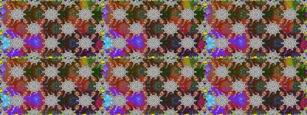 Raster illüstrasyonu. Çiçeklerle suluboya desenli çiçek deseni. Kahverengi renkli güzel tekstil.