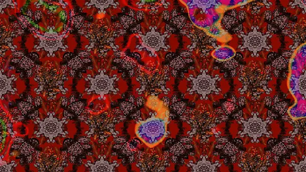 Yapraklı çiçekler ve kahverengi renkli papatya çiçekleri. Eskiz arkaplan modeli. Raster - stok.