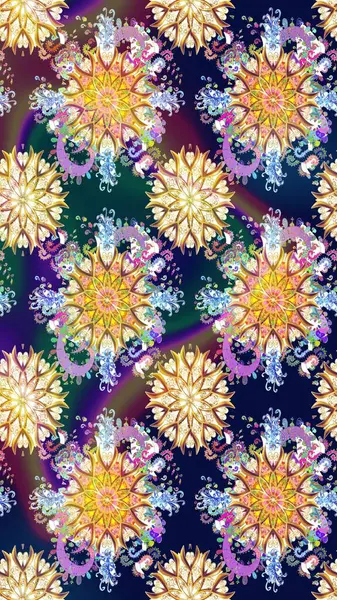 Raster illüstrasyonundaki çiçek desenli çizim. Güzel kumaş deseni. Renkli Bahar Teması eskiz kalıbı. Düz Çiçek Elementleri Tasarımı.