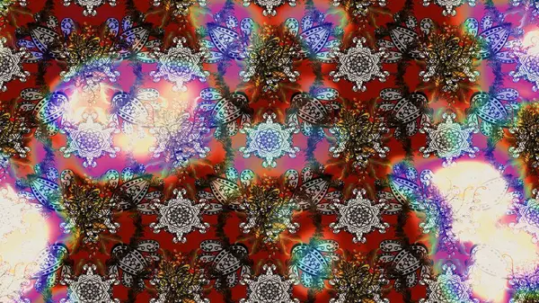 Çiçeksel fantezi tasarımı ve parlak bir arka plan çizimi. Renkli Bahar Teması eskiz kalıbı. Düz Çiçek Elementleri Tasarımı.