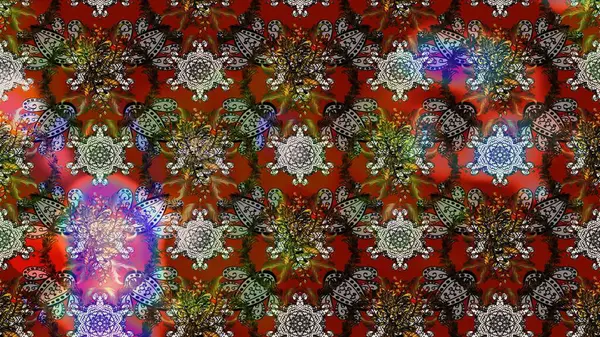 Çiçekli yaz çiçekleri. Küçük çiçekte güzel bir desen. Küçük renkli çiçekler. Moda baskıları için zarif bir şablon. Motley illüstrasyonu. Çizim.