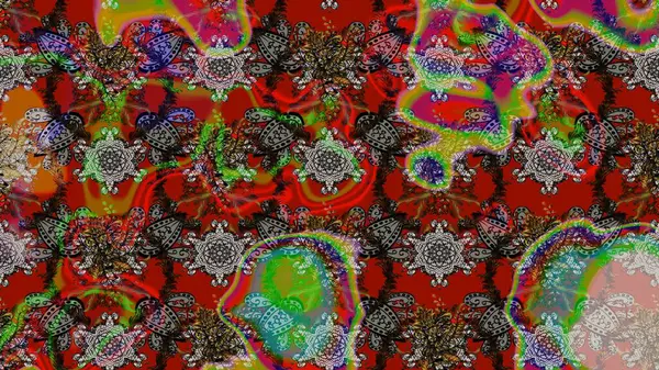 Eskiz modeli etnik tasarım. Çiçekleri, deniz kabukları, mandalaları ve suluboya efektleriyle donanma geçmişi. Yatak çarşafları, ceket, paket tasarımı, kumaş ve moda kavramları için tekstil baskısı.