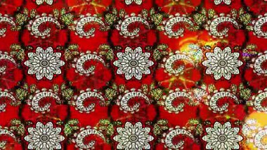 Renkli unsurlarla hareketli arka plan görüntüleri. Çiçekler. Eski model. Bayrak tarzı. Video kaydı. Şablon. Döngü. Kusursuz..