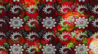 Renkli unsurlarla hareketli arka plan görüntüleri. Çiçekler. Eski model. Bayrak tarzı. Video kaydı. Şablon. Döngü. Kusursuz..