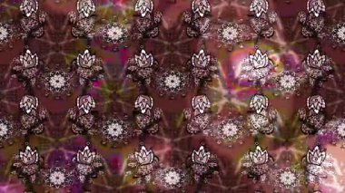 Renkli unsurlarla hareketli arka plan görüntüleri. Çiçekler. Eski model. Bayrak tarzı. Video kaydı. Şablon. Döngü. Kusursuz..