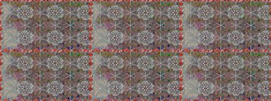 Tekstil için dikişsiz suluboya desen. Şirin çiçekli, desenli, gri ve kahverengi renklerde renksiz bir desen. El çizimi çiçek pürüzsüz desen (taş)).