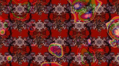 Çiçekli güzel suluboya desen. Raster illüstrasyonu. Kırmızı renklerde.