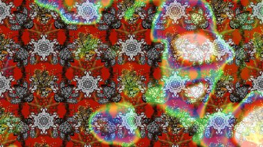 Yapraklı çiçekler ve kahverengi renkli papatya çiçekleri. Eskiz arkaplan modeli. Raster - stok.