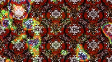 Kahverengi renkler ve parlak çiçekler üzerine soyut çizim deseni. Çiçeksel elementlerle süslenmiş zarif raster dokusu. Küçük çiçekte şirin bir çiçek deseni var..