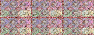 Raster illüstrasyonu. Kusursuz çiçek deseni. Tarafsız renklerde Asyalı tekstil.