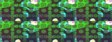 Nazik, sevimli çiçek arkaplanı. Çiçekli karalama şeklinde Raster çiçek deseni. Yeşil ve kahverengi renkte çiçekler.