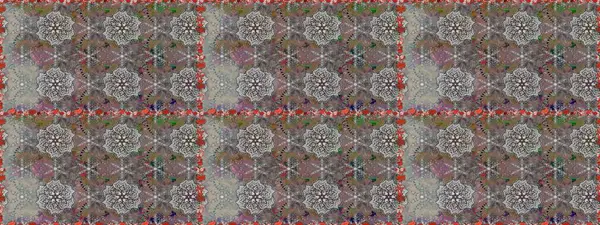 Tekstil için dikişsiz suluboya desen. Şirin çiçekli, desenli, gri ve kahverengi renklerde renksiz bir desen. El çizimi çiçek pürüzsüz desen (taş)).