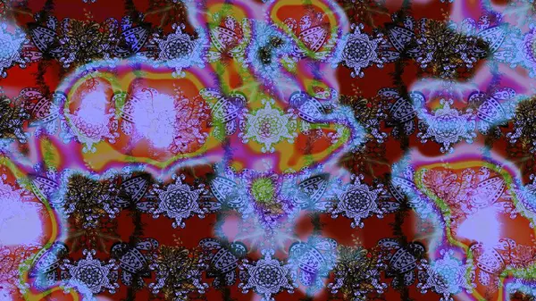 Mavi renkli bitkilerden oluşan parlak çiçekli çizim deseni.