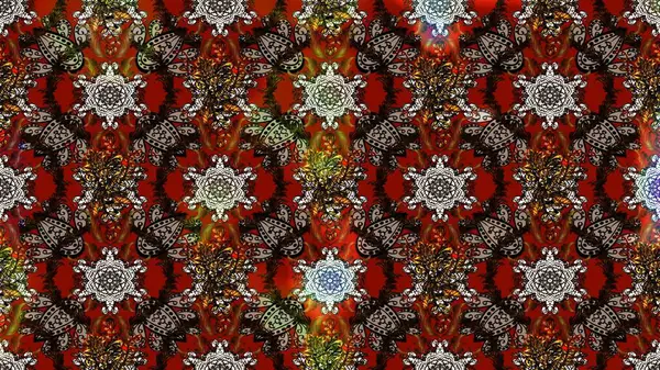 Soyut etnik raster çizim kalıbı. Kabile sanatı boho baskısı, klasik çiçek arkaplanı. Arkaplan dokusu, duvar kağıdı, kahverengi renkli çiçek teması.