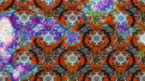 Raster illüstrasyonundaki çiçek desenli çizim. Kahverengi renkli çiçekler. Renkli Bahar Teması eskiz kalıbı. Düz Çiçek Elementleri Tasarımı.