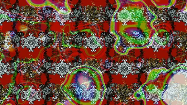 Şirin çiçekler. Çizgi çizimi kalıbı. Raster Moda kumaş deseni.