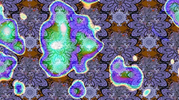 Klasik çiçekler. El çizimi, soyut ve süslü elementler. Yaz çiçekleri teması. Mor renkler. Suluboya resim taklit Raster illüstrasyonu.