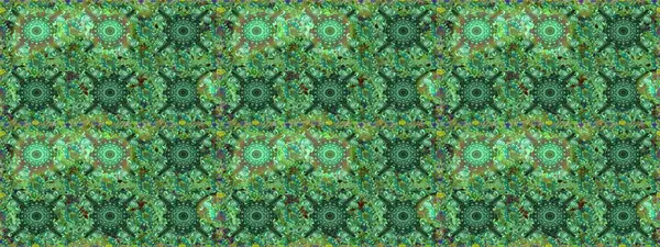 Çiçek deseni. Yeşil ve mavi renklerde çiçeksiz. Şatafatlı bahar bahçesi dokusu. Raster illüstrasyonu. Yeşil ve mavi renkte çiçekler.