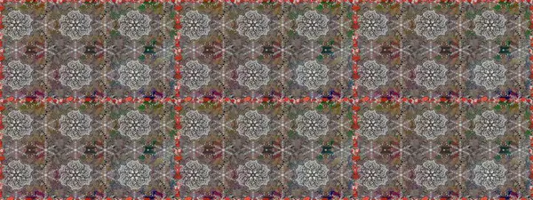 Düz Çiçek Elementleri Tasarımı. Raster illüstrasyonunda kusursuz çiçek deseni. Süslü kumaş deseni. Renkli Bahar Teması Kusursuz Arkaplan.