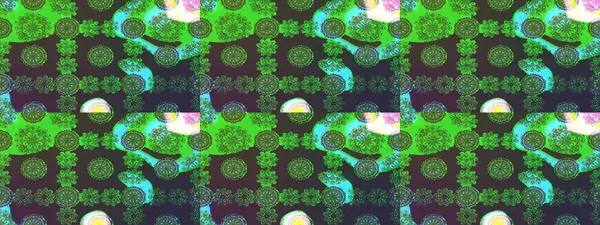 Nazik, sevimli çiçek arkaplanı. Çiçekli karalama şeklinde Raster çiçek deseni. Yeşil ve kahverengi renkte çiçekler.