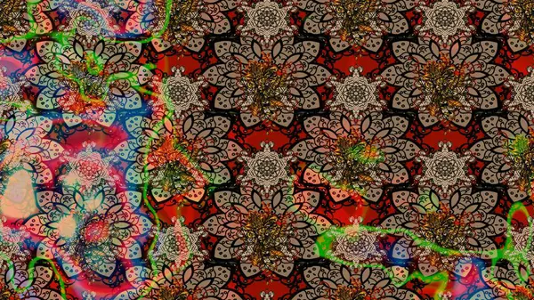 Tomurcukları papatya çiçekleri olan sevimli bir çiçek deseni. Eskiz geçmişi. Raster illüstrasyonu. Kumaş, tekstil, duvar kağıdı baskısı için. Eski usul. Miles Fleur, dandik süs.