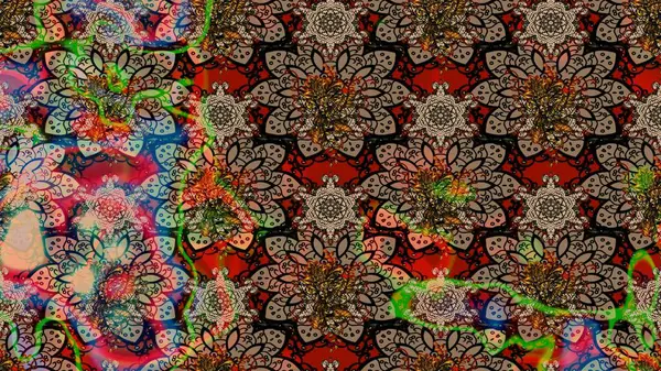 Tomurcukları papatya çiçekleri olan sevimli bir çiçek deseni. Eskiz geçmişi. Raster illüstrasyonu. Kumaş, tekstil, duvar kağıdı baskısı için. Eski usul. Miles Fleur, dandik süs.