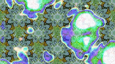 Yeşil renkli etnik çiçeklerle süslenmiş zarif bir eskiz şekli. Raster Çiçek İllüstrasyonu güzel tekstil..