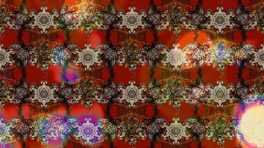 Kızılderili desenli desenli desenli şal deseni. Etnik Mandala süsü. Raster Henna dövme stili. Tekstil, tebrik kartı, boyama kitabı, telefon kılıfı baskısı için kullanılabilir.