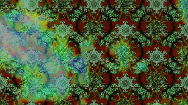 Raster çiçek desenli çiçek deseni, yapraklar, dekoratif elementler, sıçrama, lekeler, el çizimi kontur çizgileri ve Doodle çizim stili, grafik raster çizim çizimi.