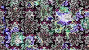 Çiçekli çiçek deseni, suluboya. Raster deseni. Süslü kumaş deseni.