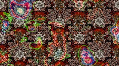 Sınır Kızılderili çiçekli paisley patten. Taslak süsleme izi. Etnik Mandala havlusu. Raster Henna tarzı. Tebrik kartı arkaplanı, boyama kitabı, arkaplan, tekstil için kullanılabilir.