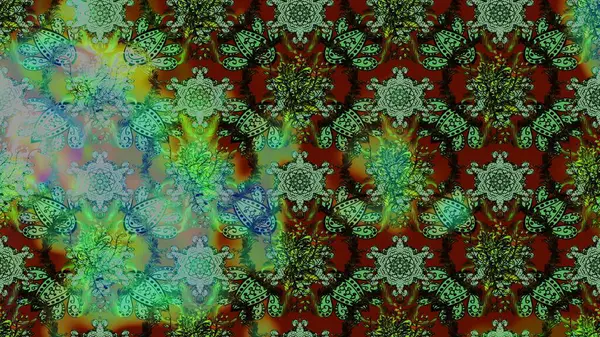 Raster çiçek desenli çiçek deseni, yapraklar, dekoratif elementler, sıçrama, lekeler, el çizimi kontur çizgileri ve Doodle çizim stili, grafik raster çizim çizimi.