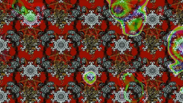 Kırmızı çiçekli eskiz deseni, suluboya çiçek deseni, sevimli çiçek, duvar kağıdı, kart ya da kumaş için fayanslı. Raster - stok.