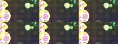 Raster illüstrasyonu. Gri ve yeşil renkli güzel bir tekstil. Suluboya çiçekli çiçek deseni.