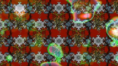 Kahverengi renkli etnik çiçeklerin olduğu zarif bir eskiz modeli. Asya Tekstil 'inde Raster Çiçek İllüstrasyonu.