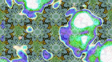 Yeşil renkli etnik çiçeklerle süslenmiş zarif bir eskiz şekli. Raster Çiçek İllüstrasyonu güzel tekstil..