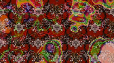 Tropik çiçek desenleri. Raster illüstrasyonu. Kahverengi renkte çiçekler.