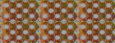 Kahverengi ve gri renklerde etnik çiçeklerle kusursuz bir desen. Raster Çiçek İllüstrasyonu güzel tekstil..