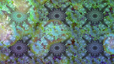 Düz Çiçek Elementleri Tasarımı. Çiçekli kusursuz retro desen. Renkli Yaz Temalı Kusursuz Arkaplan. Yeşil renkte çiçekler.