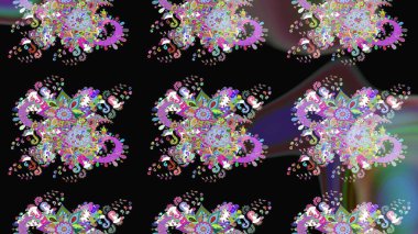 Düz Çiçek Elementleri Tasarımı. Raster illüstrasyonundaki çiçek desenli çizim. Renkli Bahar Teması eskiz kalıbı. Güzel kumaş deseni.