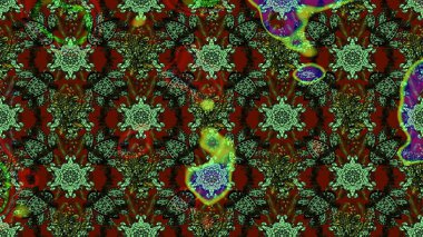 Çizim çiçek deseni duvar kâğıdı olarak kullanılabilir. Yeşil renkli çiçekler. Raster illüstrasyonu.