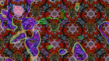 Sevimli çiçek raster deseni. Kırmızı renkte çiçekler. Renkli Bahar Teması eskiz kalıbı. Düz Çiçek Elementleri Tasarımı.