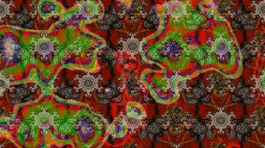 Raster illüstrasyonundaki çiçek desenli çizim. Kahverengi renkli çiçekler. Renkli Yaz Temalı eskiz kalıbı. Düz Çiçek Elementleri Tasarımı.