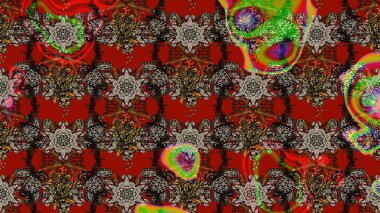 Çiçekli karalama şeklinde Raster çiçek deseni. Yumuşak, yaz çiçekli arka plan. Kırmızı renkte çiçekler.