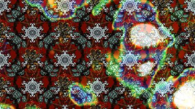 Dallı bahar çiçekleriyle desen, kahverengi renklerle çiçek siluetiyle desen. Raster deseni.