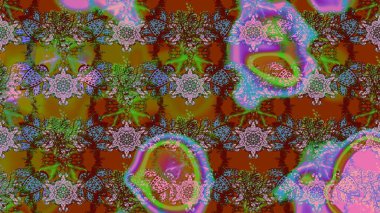 Çizim çiçek deseni duvar kâğıdı olarak kullanılabilir. Kahverengi renkli çiçekler. Raster illüstrasyonu.